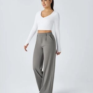 Gray Wide-Leg Women's Pants